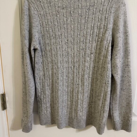 Talbots Gray Donegal Sweater Blue Speckled Neps Knit Pullover Rustic Cottagecore - Picture 8 of 8